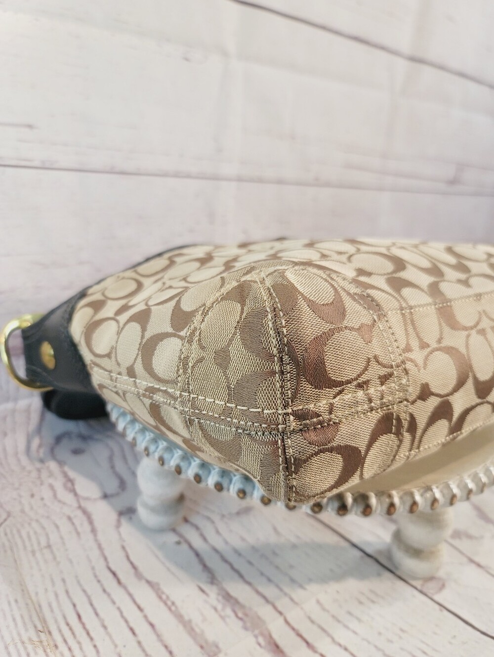 Vintage Y2K Coach Signature Canvas Hobo Crossbody-Shoulder Bag Brown Tan 12594 - Picture 7 of 16